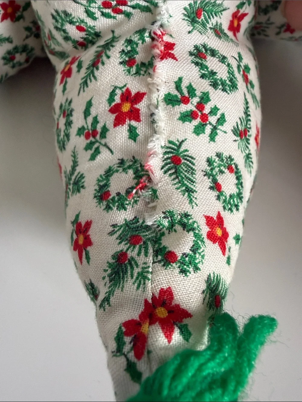 Handmade Holiday Fabric Tree Décor - Cream, Green & Red